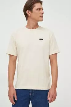 Хлопковая футболка Calvin Klein, бежевый