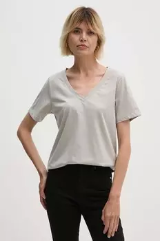 Хлопковая футболка Calvin Klein, бежевый