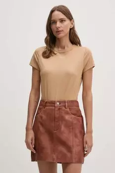 Хлопковая футболка Calvin Klein, бежевый