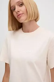 Хлопковая футболка Calvin Klein, бежевый