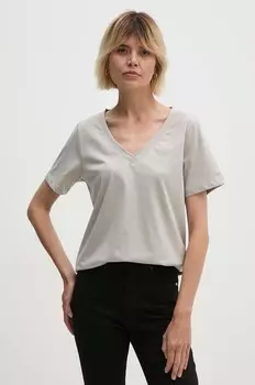 Хлопковая футболка Calvin Klein, бежевый