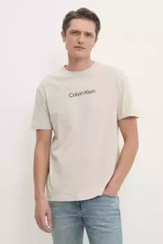 Хлопковая футболка Calvin Klein, бежевый
