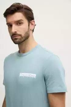 Хлопковая футболка Calvin Klein, бирюзовый