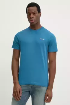 Хлопковая футболка Calvin Klein, бирюзовый