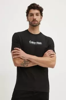 Хлопковая футболка Calvin Klein, черный