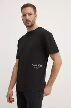 Хлопковая футболка Calvin Klein, черный