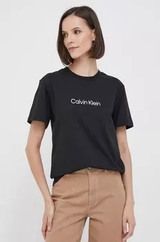 Хлопковая футболка Calvin Klein, черный