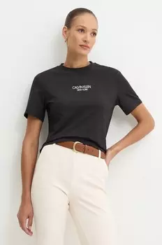 Хлопковая футболка Calvin Klein, черный