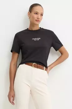 Хлопковая футболка Calvin Klein, черный