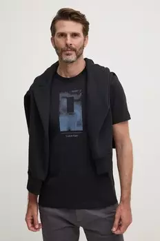 Хлопковая футболка Calvin Klein, черный