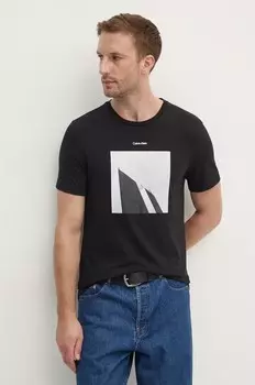 Хлопковая футболка Calvin Klein, черный