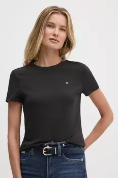 Хлопковая футболка Calvin Klein, черный
