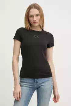 Хлопковая футболка Calvin Klein, черный