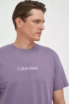 Хлопковая футболка Calvin Klein, фиолетовый