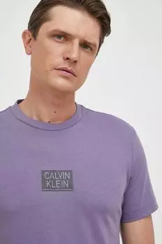 Хлопковая футболка Calvin Klein, фиолетовый