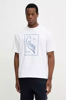 Хлопковая футболка Calvin Klein Jeans, белый