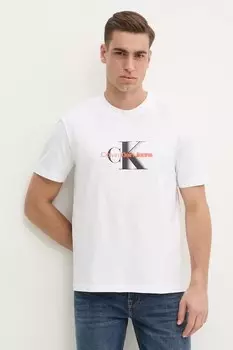 Хлопковая футболка Calvin Klein Jeans, белый