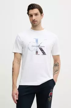 Хлопковая футболка Calvin Klein Jeans, белый
