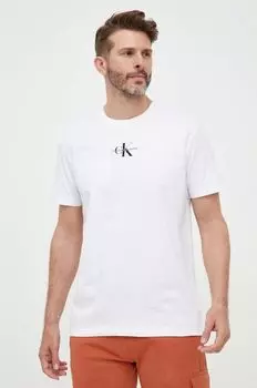 Хлопковая футболка Calvin Klein Jeans, белый