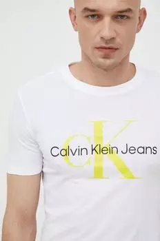 Хлопковая футболка Calvin Klein Jeans, белый