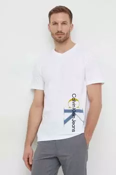 Хлопковая футболка Calvin Klein Jeans, белый
