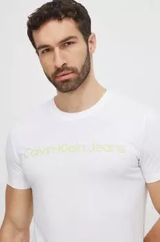 Хлопковая футболка Calvin Klein Jeans, белый