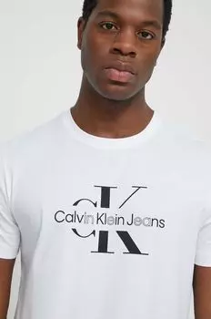 Хлопковая футболка Calvin Klein Jeans, белый