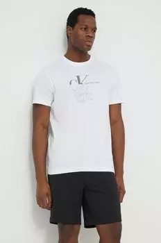 Хлопковая футболка Calvin Klein Jeans, белый