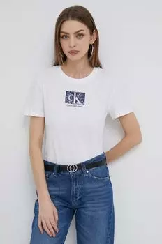 Хлопковая футболка Calvin Klein Jeans, белый