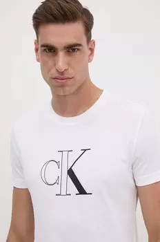 Хлопковая футболка Calvin Klein Jeans, белый