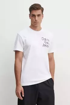 Хлопковая футболка Calvin Klein Jeans, белый