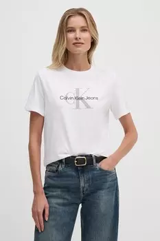 Хлопковая футболка Calvin Klein Jeans, белый