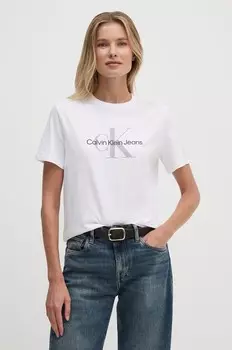 Хлопковая футболка Calvin Klein Jeans, белый