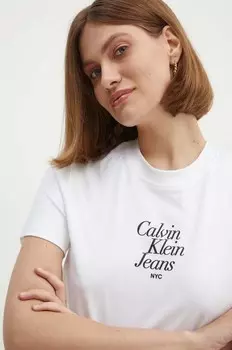 Хлопковая футболка Calvin Klein Jeans, белый