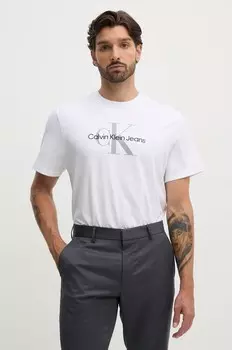 Хлопковая футболка Calvin Klein Jeans, белый