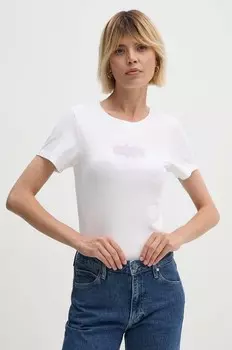 Хлопковая футболка Calvin Klein Jeans, белый