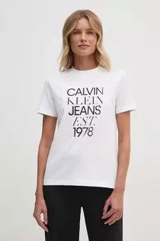 Хлопковая футболка Calvin Klein Jeans, белый
