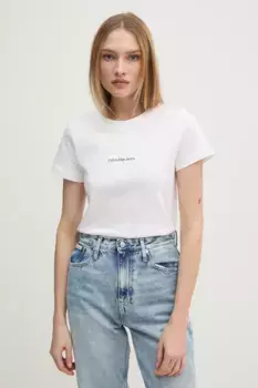Хлопковая футболка Calvin Klein Jeans, белый