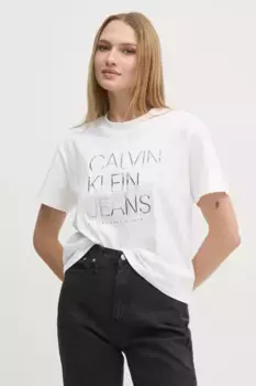Хлопковая футболка Calvin Klein Jeans, белый