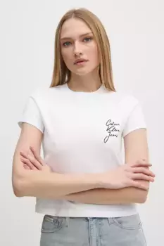 Хлопковая футболка Calvin Klein Jeans, белый