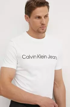 Хлопковая футболка Calvin Klein Jeans, белый