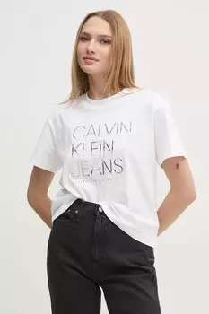 Хлопковая футболка Calvin Klein Jeans, белый