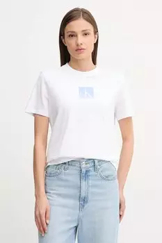 Хлопковая футболка Calvin Klein Jeans, белый