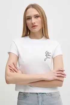 Хлопковая футболка Calvin Klein Jeans, белый