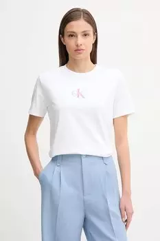 Хлопковая футболка Calvin Klein Jeans, белый