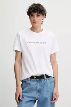 Хлопковая футболка Calvin Klein Jeans, белый