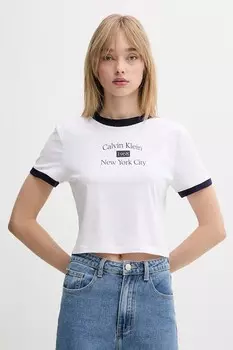 Хлопковая футболка Calvin Klein Jeans, белый