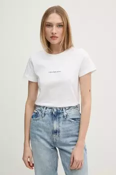 Хлопковая футболка Calvin Klein Jeans, белый