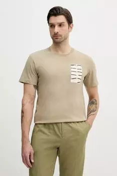 Хлопковая футболка Calvin Klein Jeans, бежевый