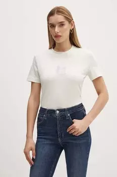 Хлопковая футболка Calvin Klein Jeans, бежевый